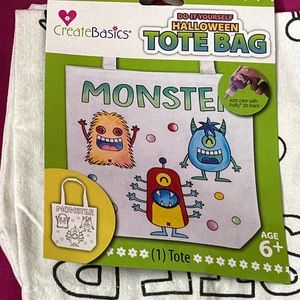 Halloween Do-It-Yourself Paint Craft Monster Trick or Treat Cloth Tote Bag 13x13